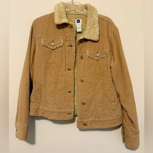 Large Ladies Beige Corduroy Fur Lined Coat